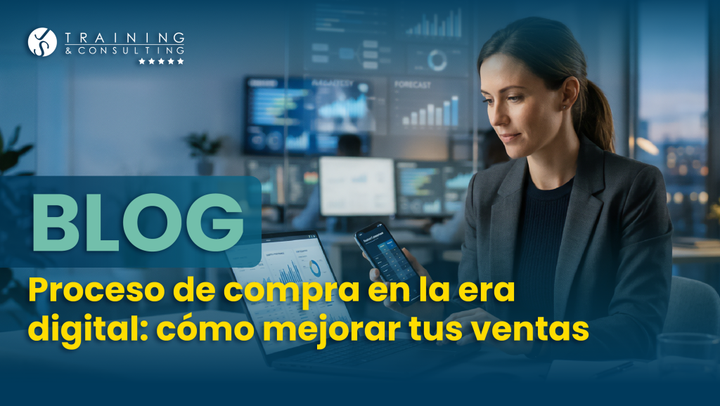 Mujer usando laptop y celular con texto sobre mejorar ventas digitales.