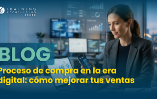 Mujer usando laptop y celular con texto sobre mejorar ventas digitales.