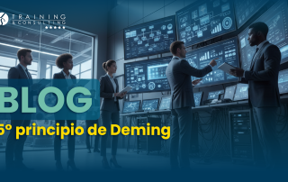 Equipo diverso de profesionales en una sala de control de alta tecnología con múltiples pantallas de datos, representando mejora continua.